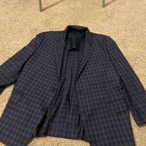 Men's Blue and Brown Plaid Blazer